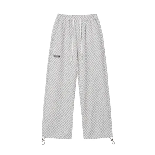 Retro Checkerboard Jacquard Drawstring Straight Trousers