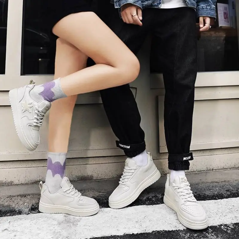 Sports Casual Niche All match Leather White Trendy Skateboarding Shoes-7