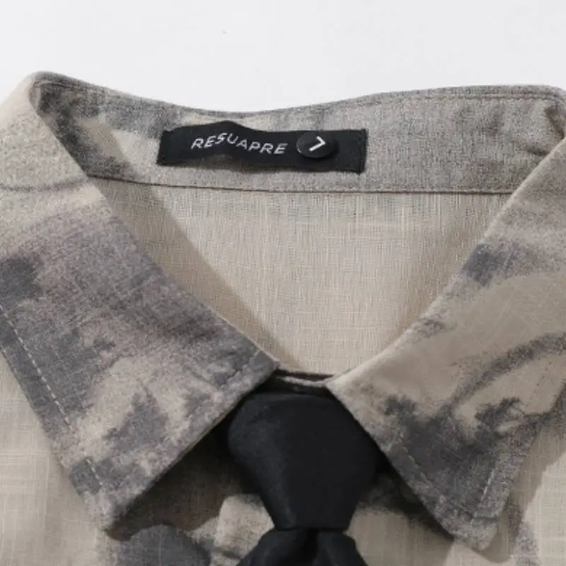 Retro Vintage Tie Lining Shirt-4
