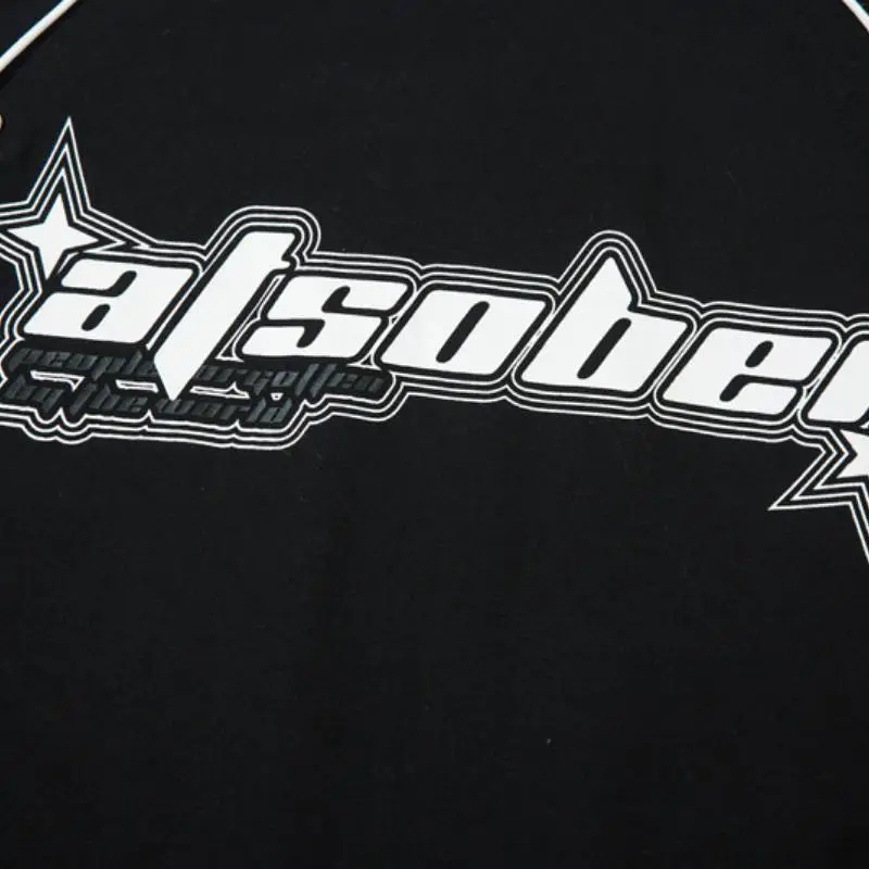 Metal Rivet Decorative Color matching Raglan Sleeve Long sleeve T shirt-5