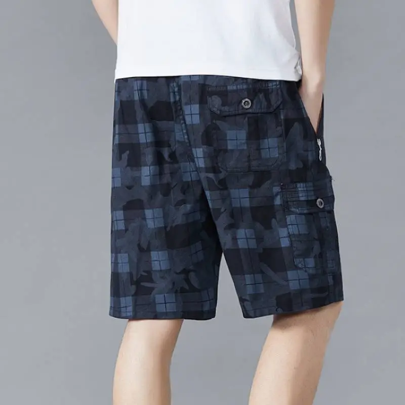 Loose Casual Camouflage Plaid Printed Large Pants-7