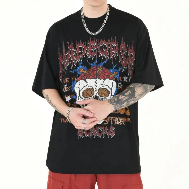Round Neck Skull Print Summer T Shirt-8