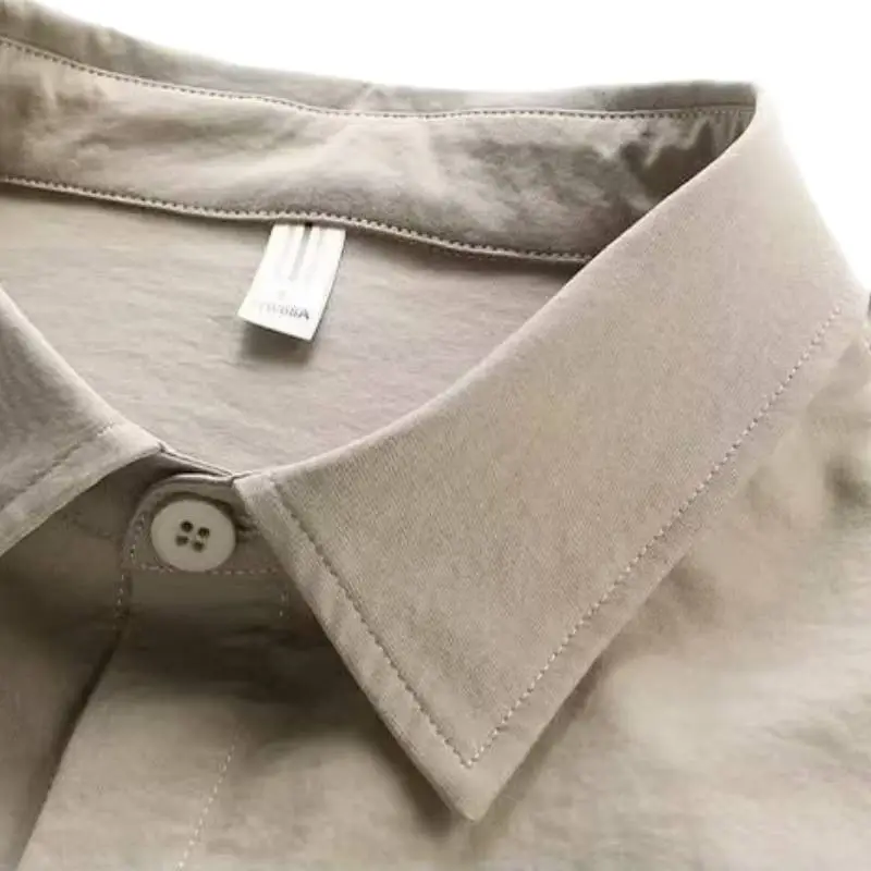 Retro Contrast Color Stitching Tooling Shirt-1