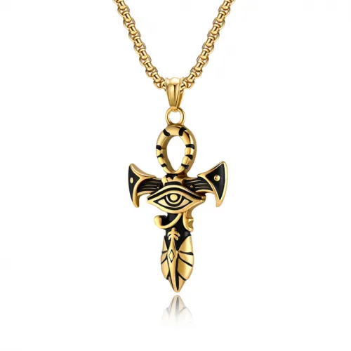 Retro Style Horus Eye Cross Titanium Steel Necklace