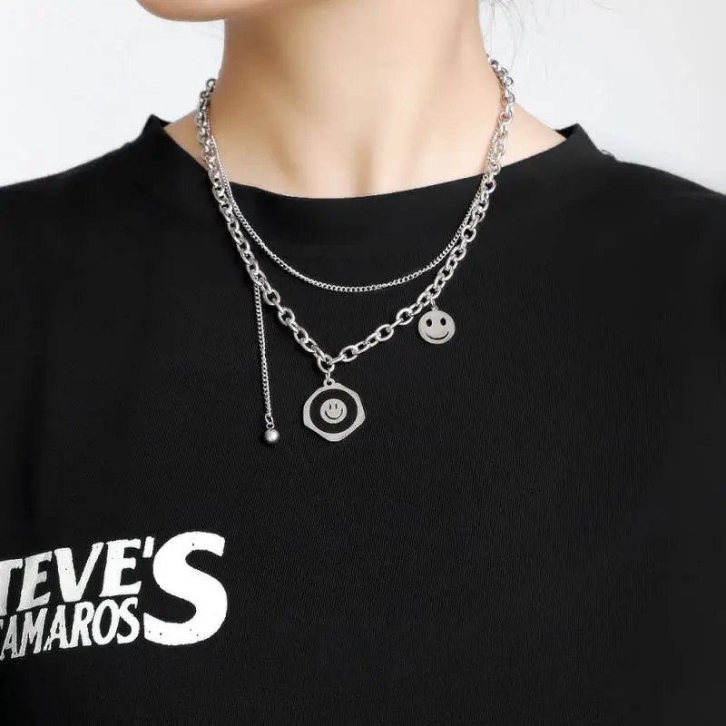 Geometric Smiley Face Necklace-2