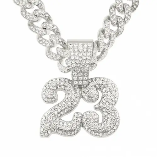 Full Diamond Number 23 Pendant Necklace