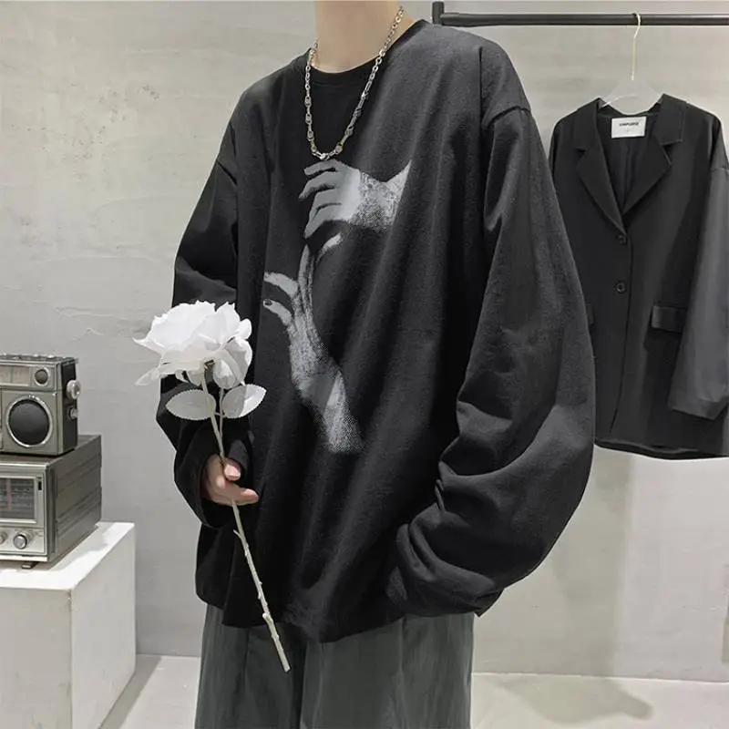 Long sleeved Trendy Loose Bottoming Shirt-5