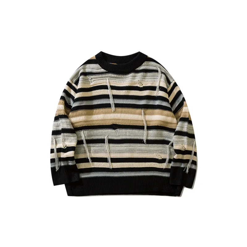 Striped Loose Long Sleeve Knitwear-4