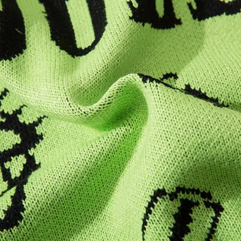 Fashion Brand Hip Hop Graffiti Hole Jacquard Pattern Knitted Sweater-5