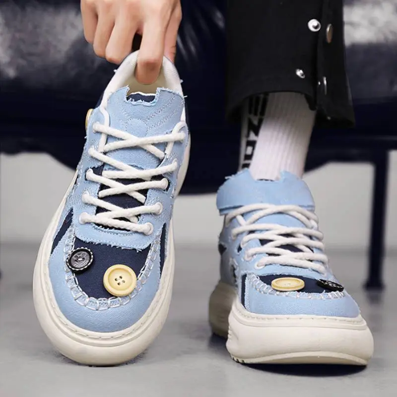 Trendy Button Canvas Shoes with Thick Soles-6