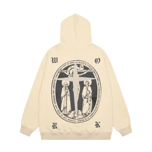 American-style Vintage Cross Leather Embroidered Sweater Men's Instagram Popular Brand Hip-hop Niche Couple Hoodie Jacket