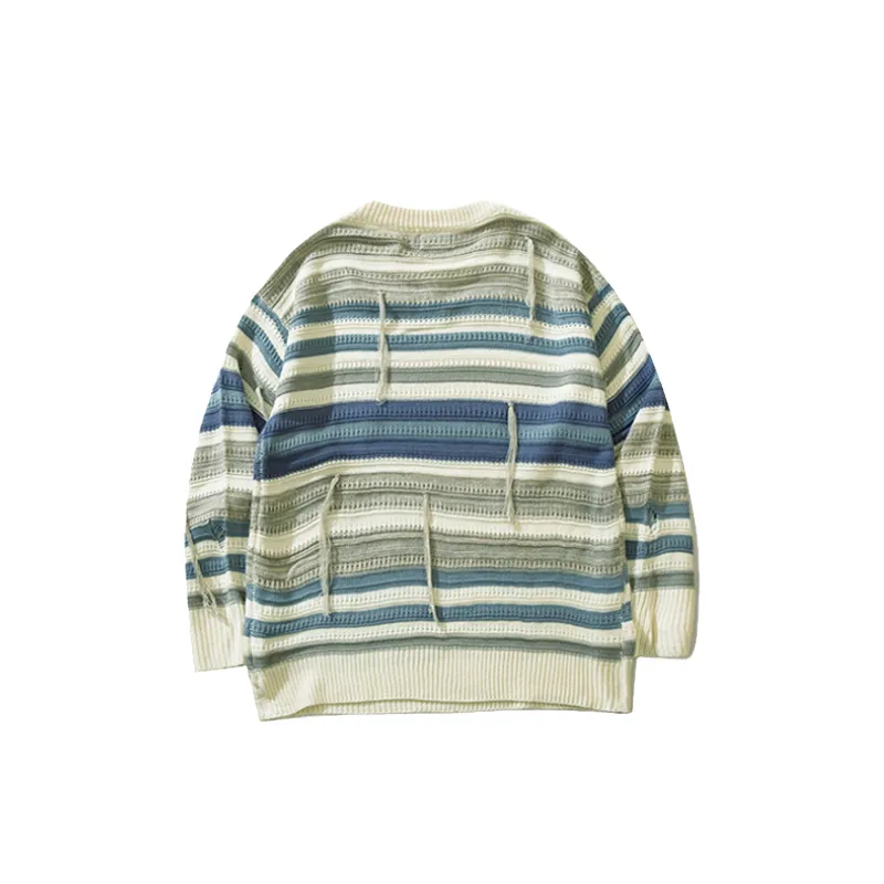 Striped Loose Long Sleeve Knitwear-1