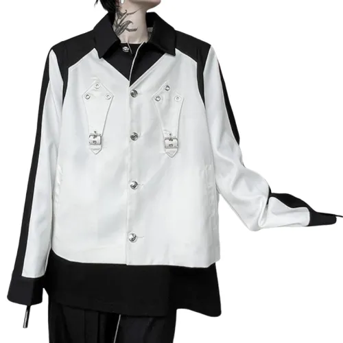 Black and White Stitching Contrast Color Jacket