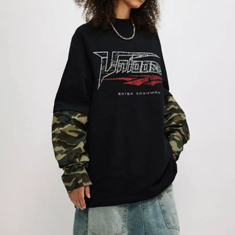 Spliced Camouflage T Shirt-4