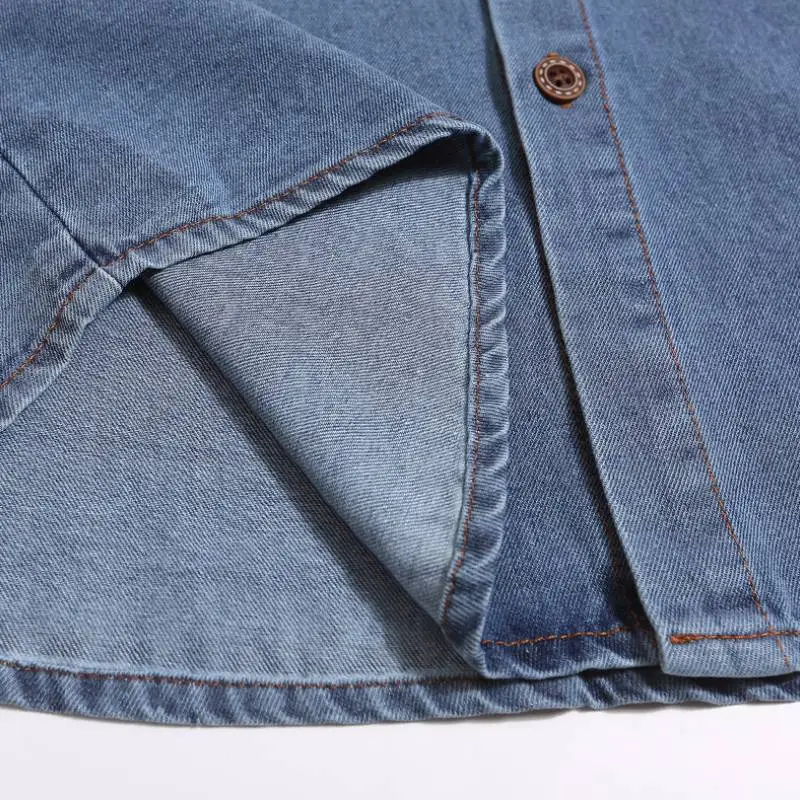 Retro Style Mid Age Denim Shirt-3