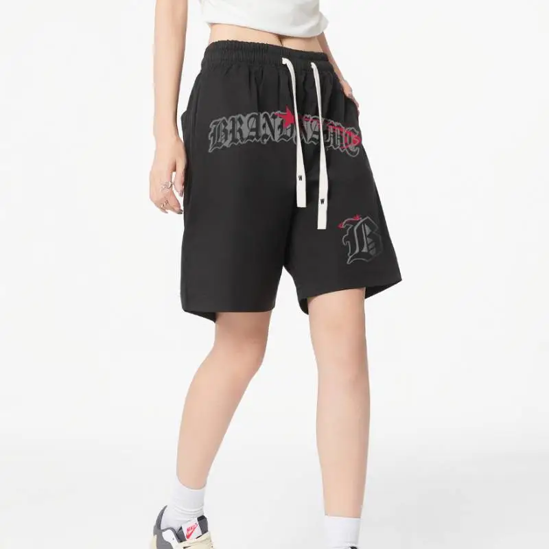 Gothic Letter Print Shorts-7