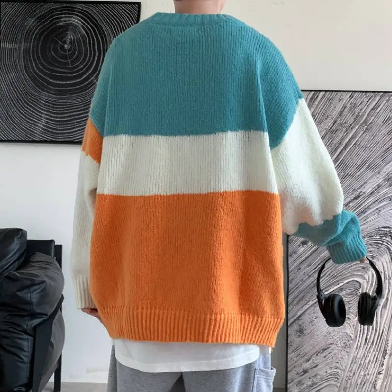 Casual Contrast Color Loose Sweater-2