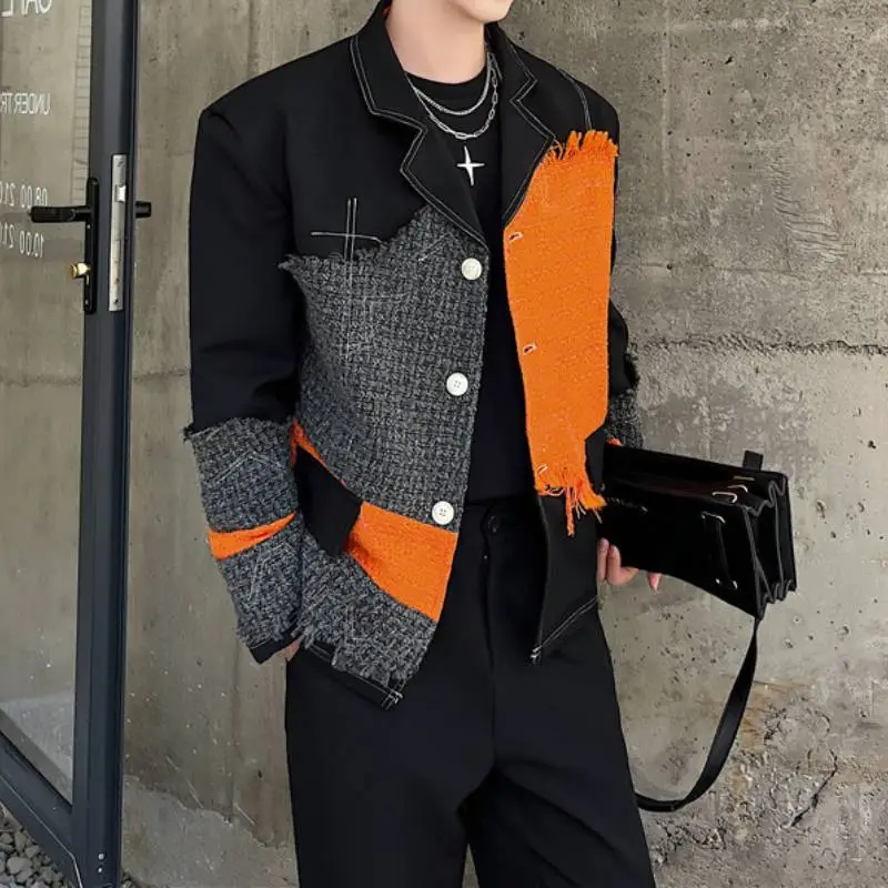 Casual Color Matching Suit Jacket-3