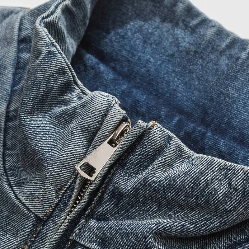 Retro Cityboy Washed Pullover Denim Jacket-2