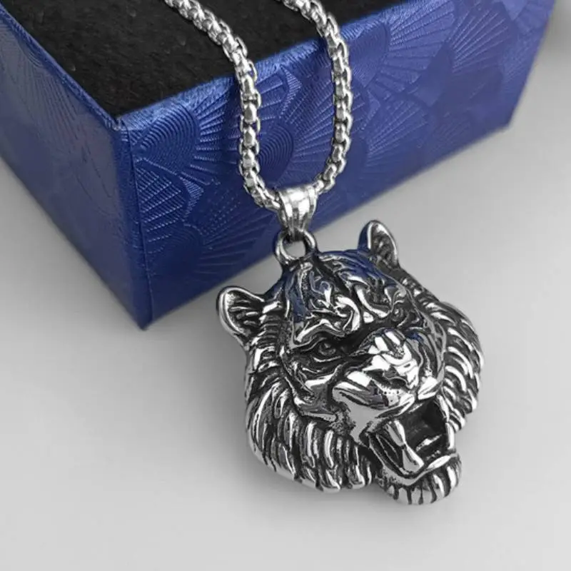 South China Tiger Titanium Steel Pendant Stainless Necklace-2