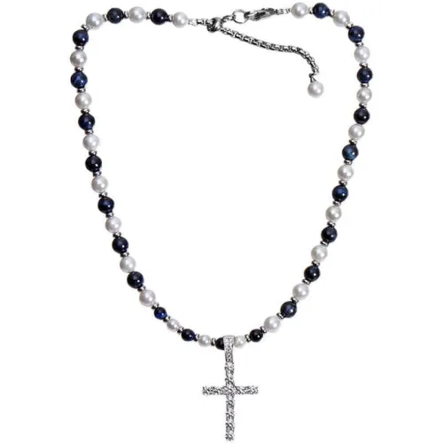 Retro Hip-Hop Stone Cross Necklace