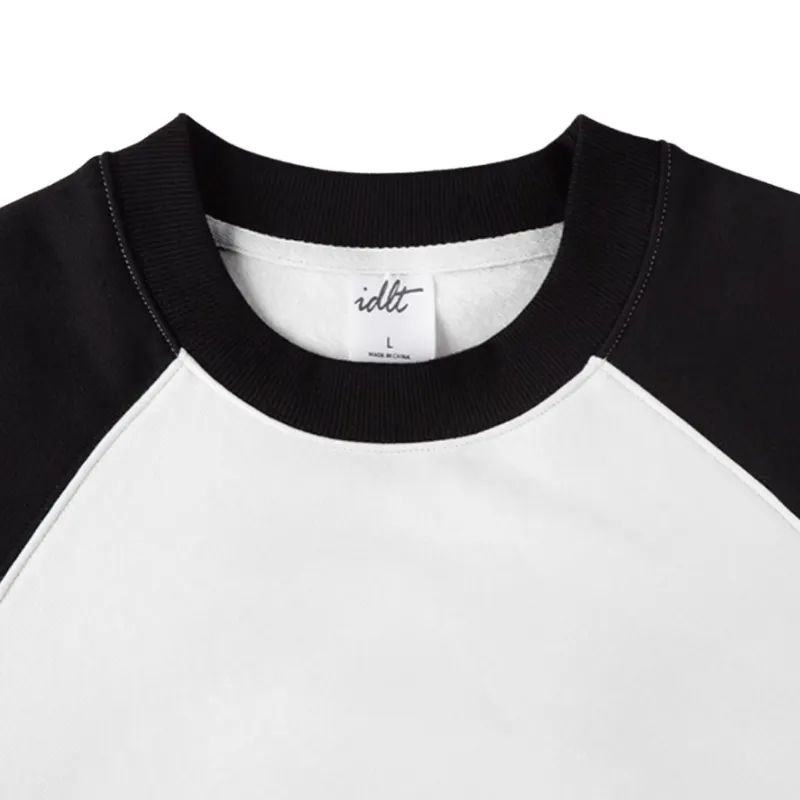 Fleece lined Raglan Sleeve Crew Neck Loose Sweatshirt-5