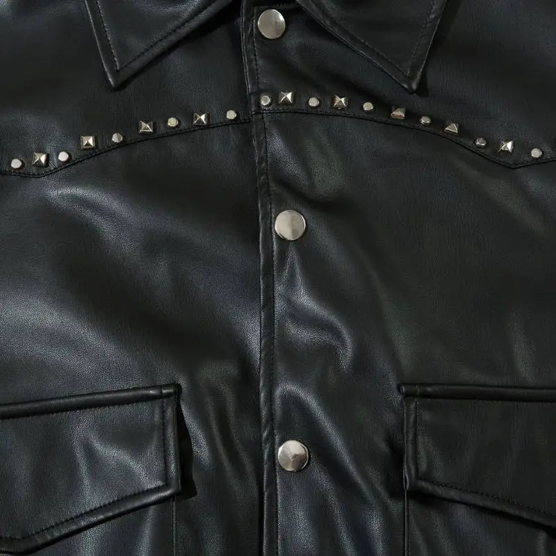 New Style Vintage Decorative PU Leather Jacket-2
