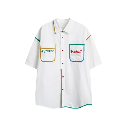 Vintage Color Matching Embroidered Short Sleeve Shirt