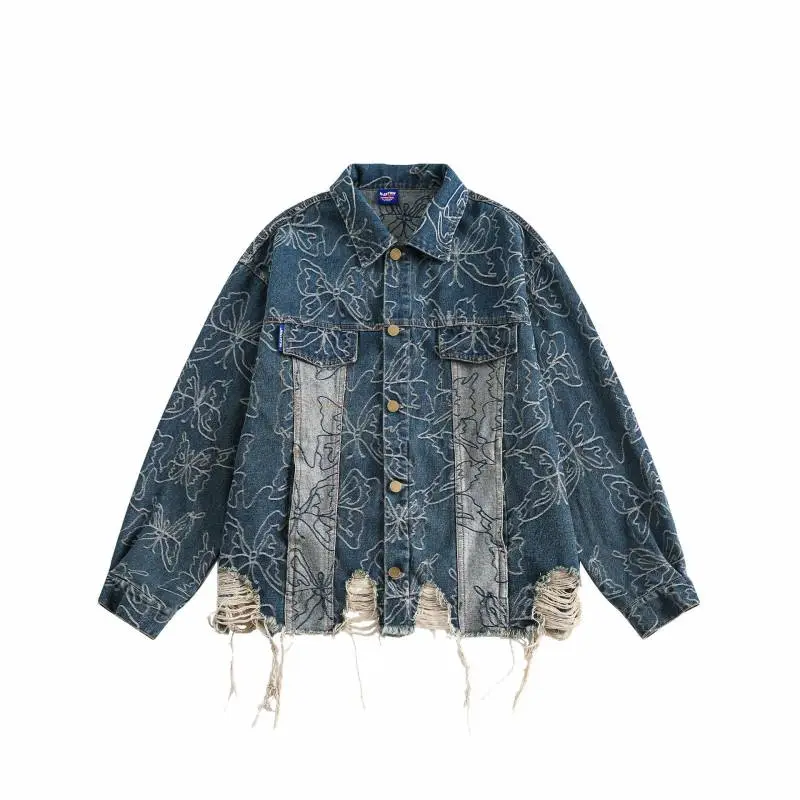 Ripped Loose Denim Jacket-0