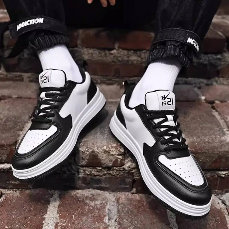Sports Casual Niche All match Leather White Trendy Skateboarding Shoes-9