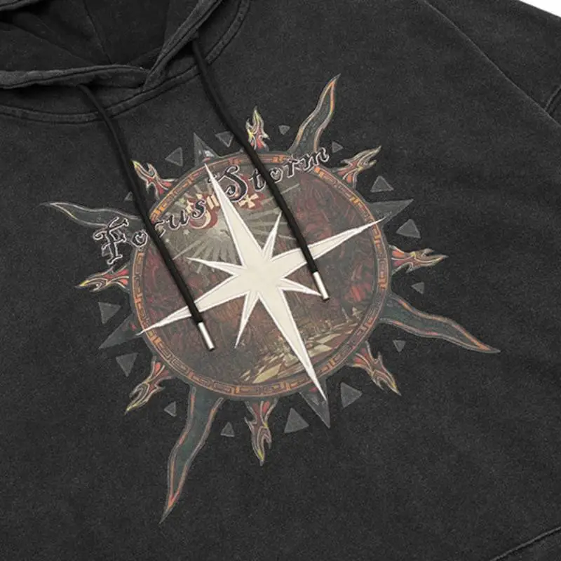 Retro Embroidered Letter Printed Hoodie-5