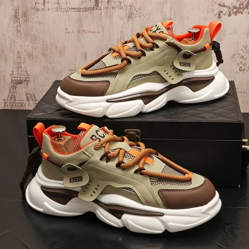 Mesh Color Matching Thick Soled Breathable Casual Shoes-3