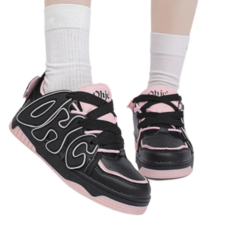 Niche Design Sense All match Breathable Thick soled Casual Board Shoes-4