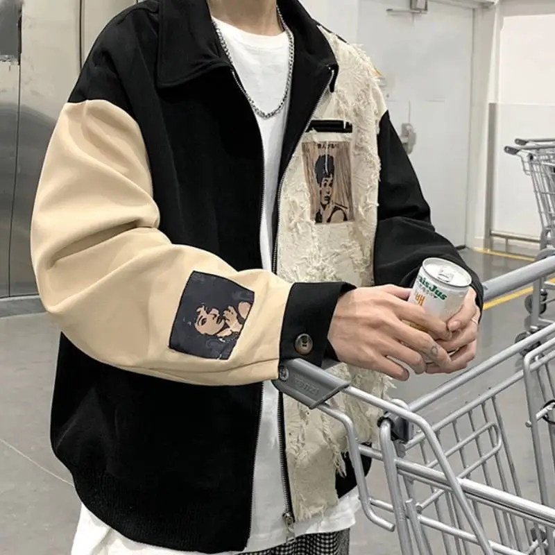 Spliced Trendy Baseball Jacket-1