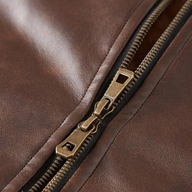 Retro Oversized Leather Jacket-4