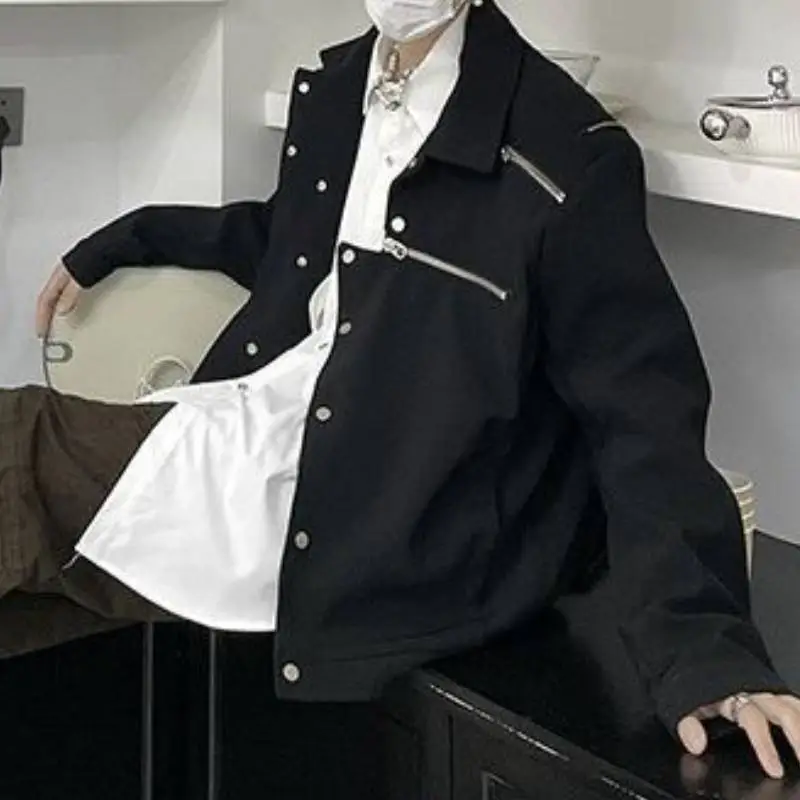 Trendy Button Zipper Lapel Jacket-4