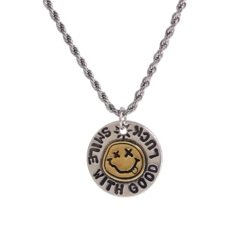 Graffiti Round Smiley Face Necklace