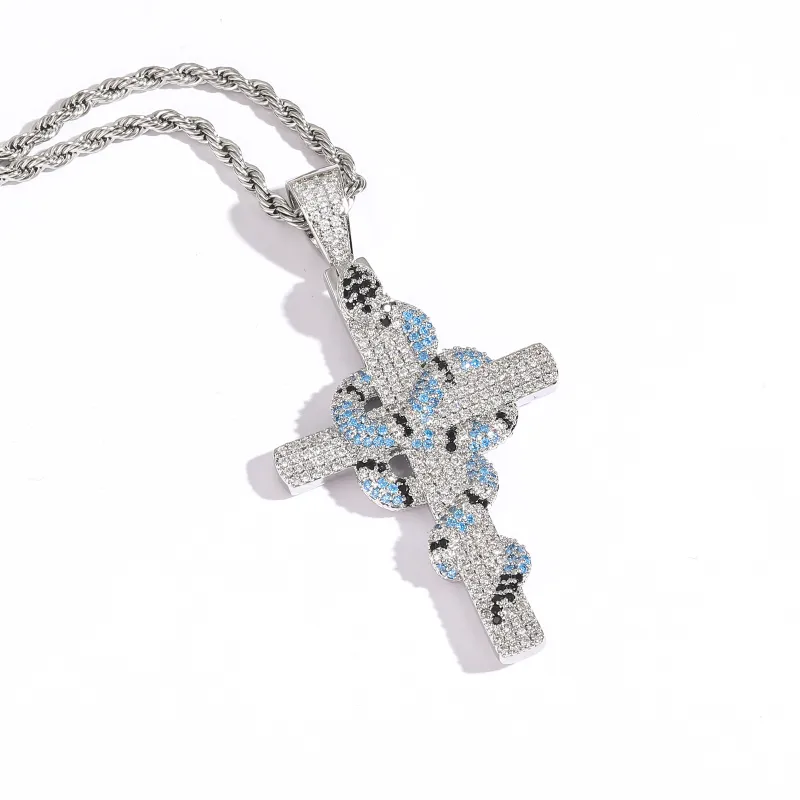 Vintage Snake Pattern Cross Pendant-3