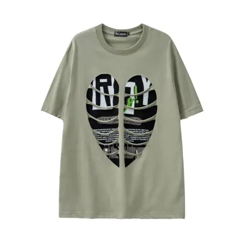 High Street Hole Hollow Fake Two Piece Stitching Rake T-shirt