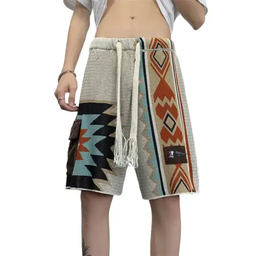 Geometric Breathable Outdoor Knitted Shorts