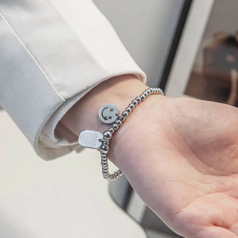 Trendy Smiley Face Titanium Bracelet-2