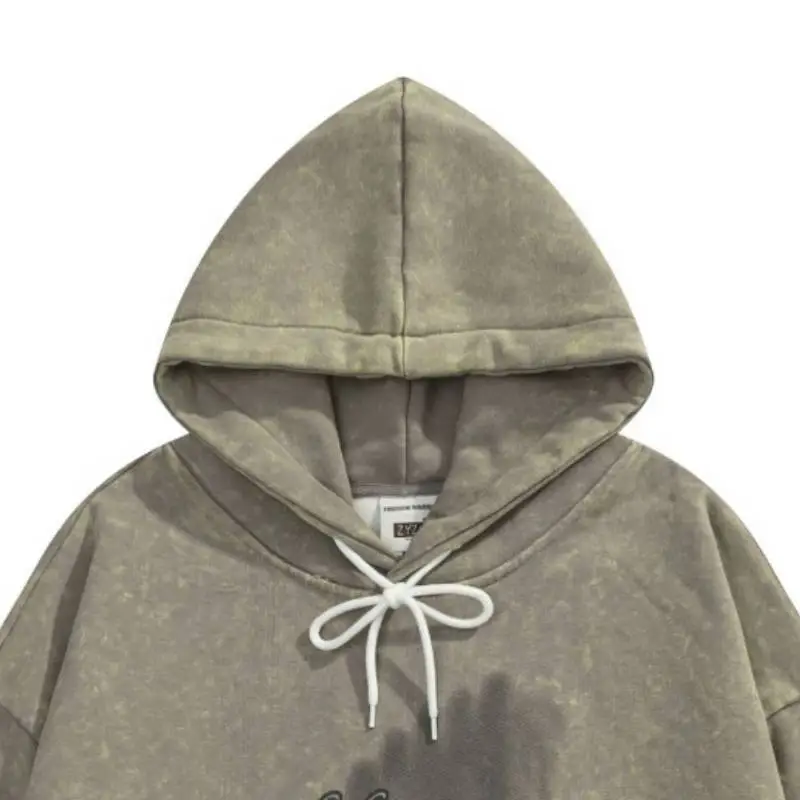 Washed Unreal Pigeon Printed Hooded Sweat-2