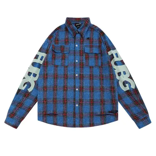 Ripped Plaid Long-Sleeve Shirt