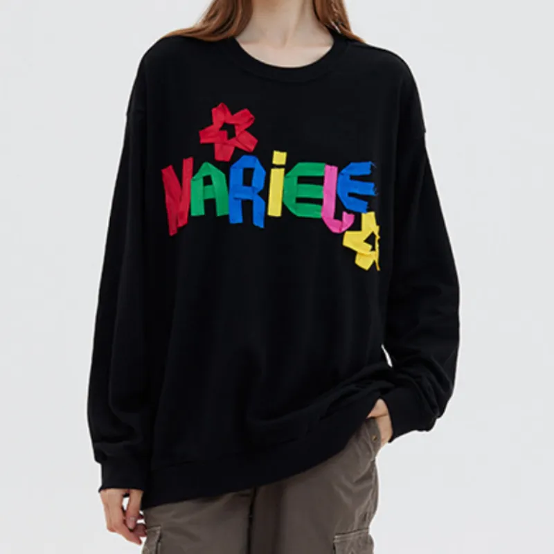 Letter Pattern Crewneck Sweatshirt-2