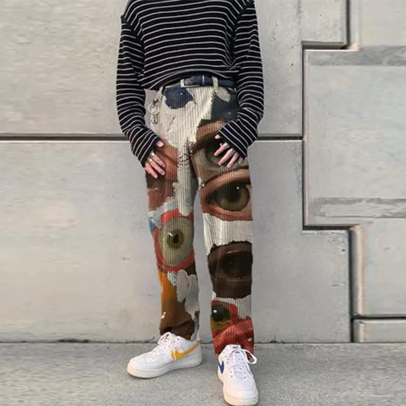 Loose Straight Elastic Waist Solid Color Casual Trousers-2