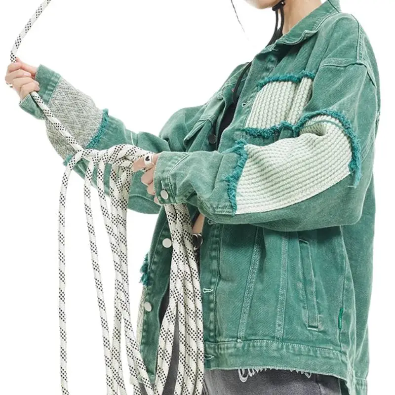 Irregular Patchwork Denim Jacket-3