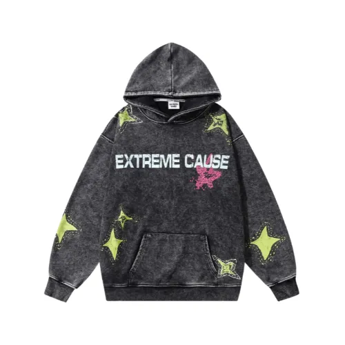 Washed Stars And Letters Printed Hoodie