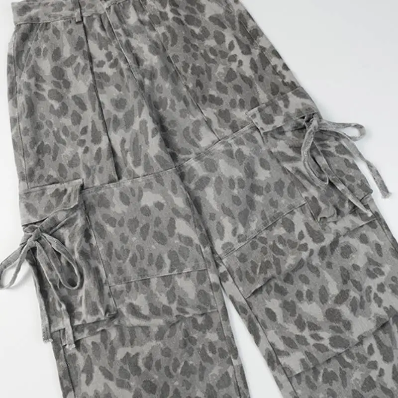 Washed Leopard Print Overalls-2