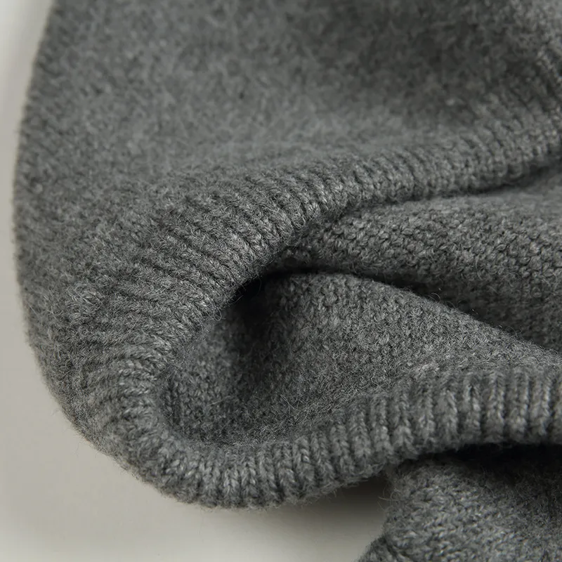 Solid Color Basic Hooded Pullover Retro Knitted Sweater-5