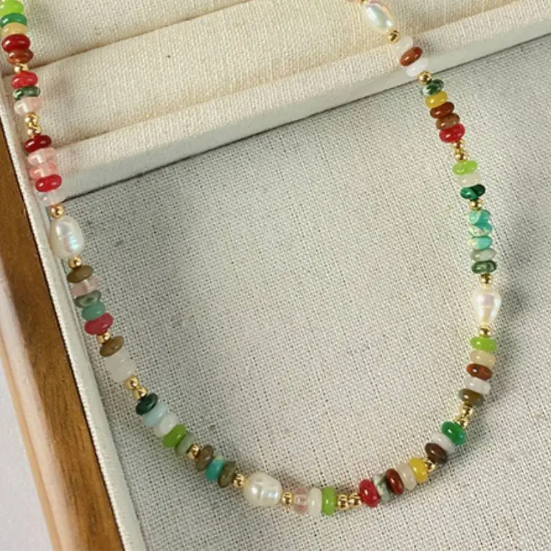 Retro Color Beaded Pearl Necklace-5